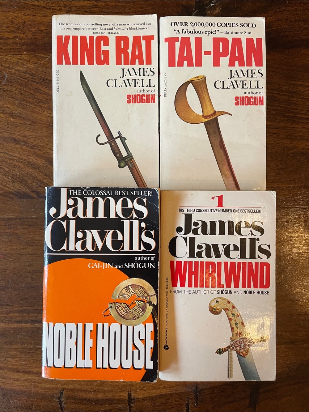 4 James Clavell Vintage Paperback Books Tai-Pan King Rat Whirlwind Noble House
